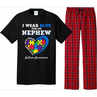 I Wear Blue For My Nephew Autism Awareness Uncle Aunt Puzzle Cute Gift Pajama Set