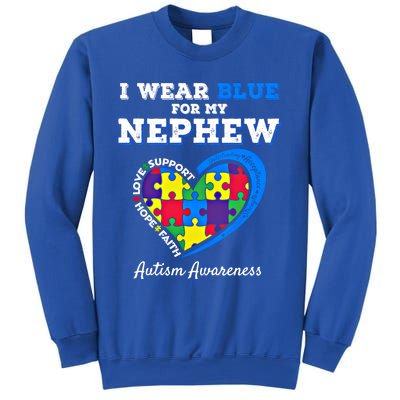 I Wear Blue For My Nephew Autism Awareness Uncle Aunt Puzzle Cute Gift Sweatshirt