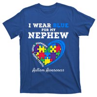 I Wear Blue For My Nephew Autism Awareness Uncle Aunt Puzzle Cute Gift T-Shirt