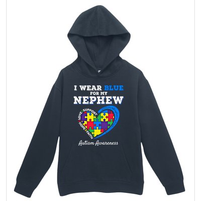 I Wear Blue For My Nephew Autism Awareness Uncle Aunt Puzzle Cute Gift Urban Pullover Hoodie