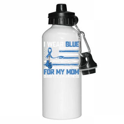 I Wear Blue For My Mom Diabetes Awareness Month Gift Aluminum Water Bottle 