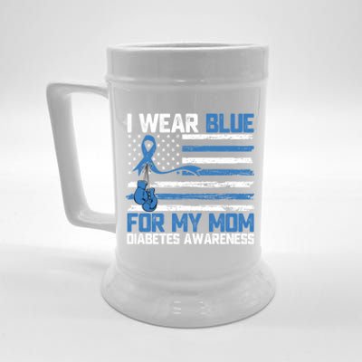 I Wear Blue For My Mom Diabetes Awareness Month Gift Beer Stein