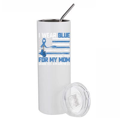 I Wear Blue For My Mom Diabetes Awareness Month Gift Stainless Steel Tumbler