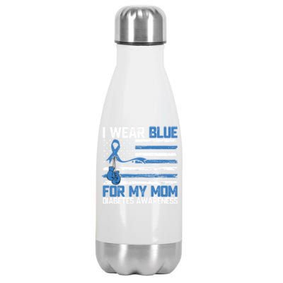 I Wear Blue For My Mom Diabetes Awareness Month Gift Stainless Steel Insulated Water Bottle