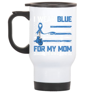 I Wear Blue For My Mom Diabetes Awareness Month Gift Stainless Steel Travel Mug