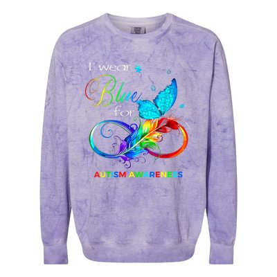 I Wear Blue For Autism Awareness Month Women Colorblast Crewneck Sweatshirt