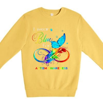 I Wear Blue For Autism Awareness Month Women Premium Crewneck Sweatshirt