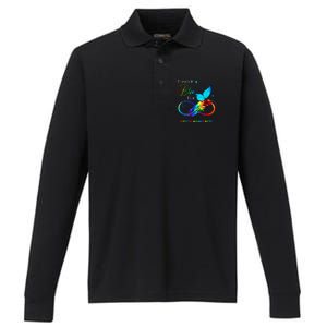 I Wear Blue For Autism Awareness Month Women Performance Long Sleeve Polo