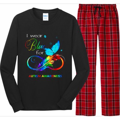 I Wear Blue For Autism Awareness Month Women Long Sleeve Pajama Set