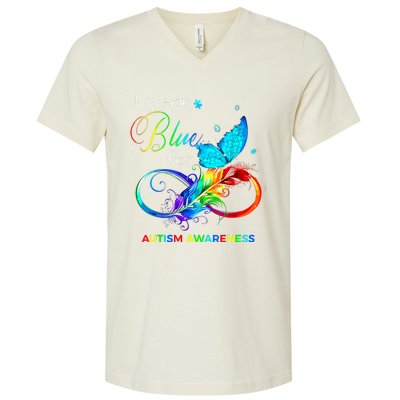 I Wear Blue For Autism Awareness Month Women V-Neck T-Shirt