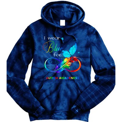 I Wear Blue For Autism Awareness Month Women Tie Dye Hoodie