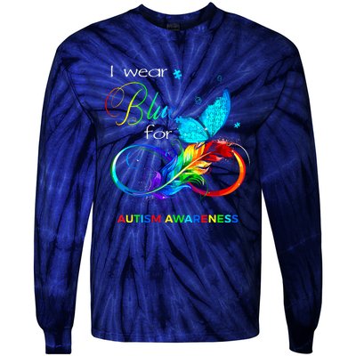 I Wear Blue For Autism Awareness Month Women Tie-Dye Long Sleeve Shirt