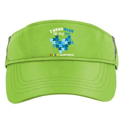 I Wear Blue For My Son Autism Awareness Family Matching Gift Adult Drive Performance Visor