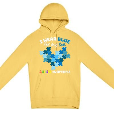 I Wear Blue For My Son Autism Awareness Family Matching Gift Premium Pullover Hoodie