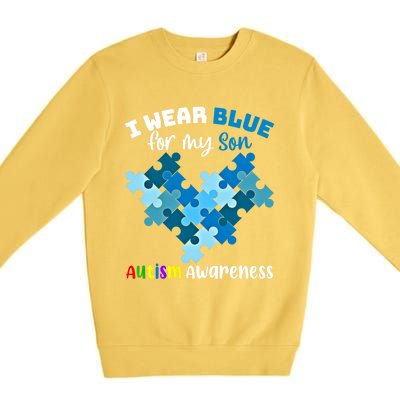 I Wear Blue For My Son Autism Awareness Family Matching Gift Premium Crewneck Sweatshirt