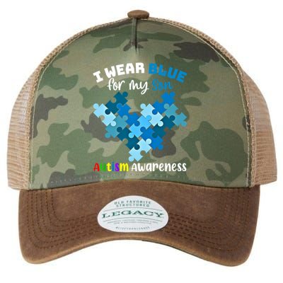 I Wear Blue For My Son Autism Awareness Family Matching Gift Legacy Tie Dye Trucker Hat