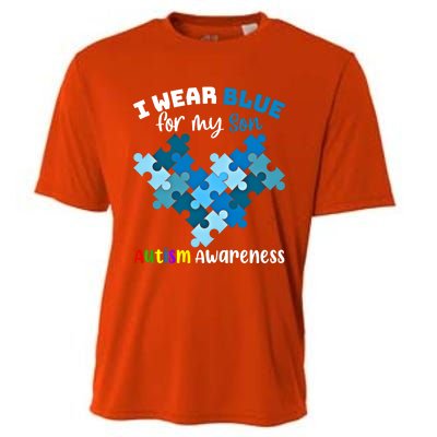 I Wear Blue For My Son Autism Awareness Family Matching Gift Cooling Performance Crew T-Shirt