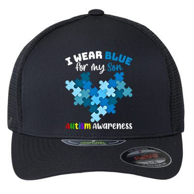 I Wear Blue For My Son Autism Awareness Family Matching Gift Flexfit Unipanel Trucker Cap