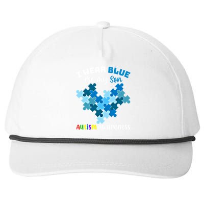 I Wear Blue For My Son Autism Awareness Family Matching Gift Snapback Five-Panel Rope Hat