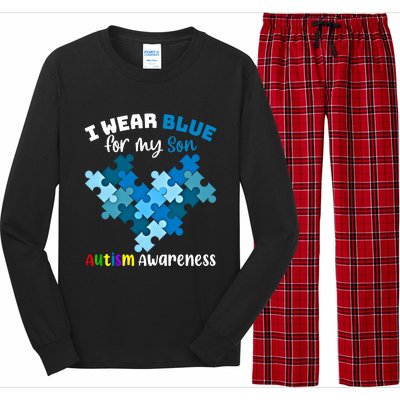 I Wear Blue For My Son Autism Awareness Family Matching Gift Long Sleeve Pajama Set