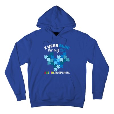 I Wear Blue For My Son Autism Awareness Family Matching Gift Hoodie