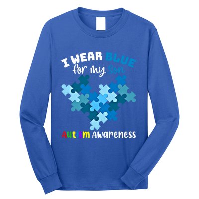 I Wear Blue For My Son Autism Awareness Family Matching Gift Long Sleeve Shirt