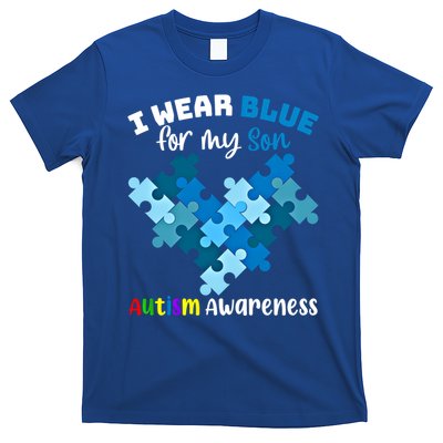 I Wear Blue For My Son Autism Awareness Family Matching Gift T-Shirt