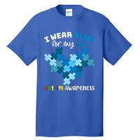 I Wear Blue For My Son Autism Awareness Family Matching Gift Tall T-Shirt