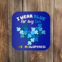 I Wear Blue For My Son Autism Awareness Family Matching Gift Coaster