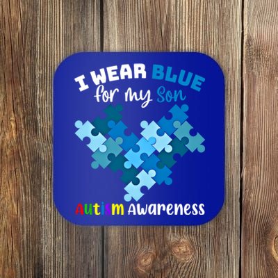 I Wear Blue For My Son Autism Awareness Family Matching Gift Coaster