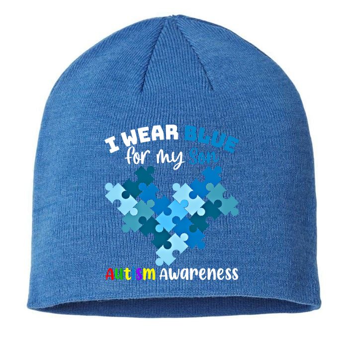 I Wear Blue For My Son Autism Awareness Family Matching Gift Sustainable Beanie