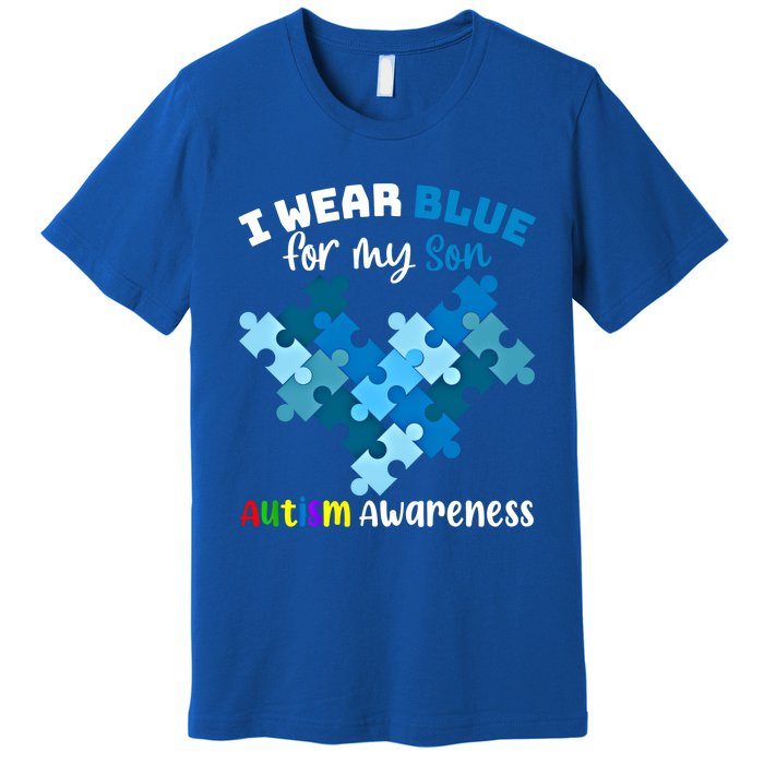 I Wear Blue For My Son Autism Awareness Family Matching Gift Premium T-Shirt