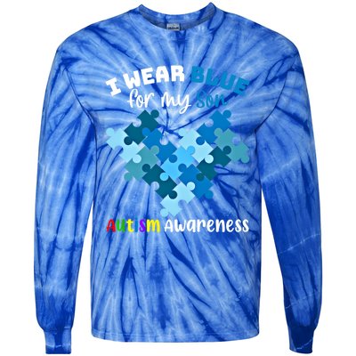 I Wear Blue For My Son Autism Awareness Family Matching Gift Tie-Dye Long Sleeve Shirt