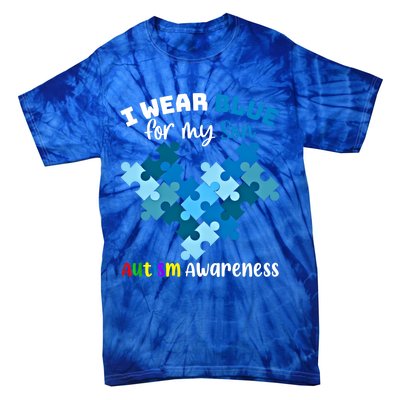 I Wear Blue For My Son Autism Awareness Family Matching Gift Tie-Dye T-Shirt