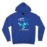 I Wear Blue For My Son Autism Awareness Family Matching Gift Tall Hoodie