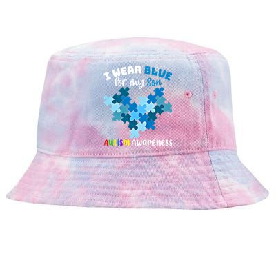 I Wear Blue For My Son Autism Awareness Family Matching Gift Tie-Dyed Bucket Hat