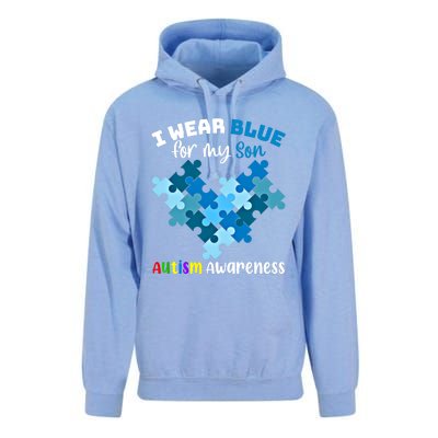 I Wear Blue For My Son Autism Awareness Family Matching Gift Unisex Surf Hoodie