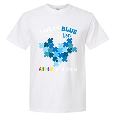 I Wear Blue For My Son Autism Awareness Family Matching Gift Garment-Dyed Heavyweight T-Shirt