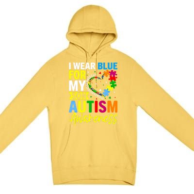 I Wear Blue For My Son Autism Awareness Graphic Gift Premium Pullover Hoodie