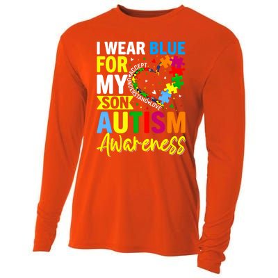 I Wear Blue For My Son Autism Awareness Graphic Gift Cooling Performance Long Sleeve Crew