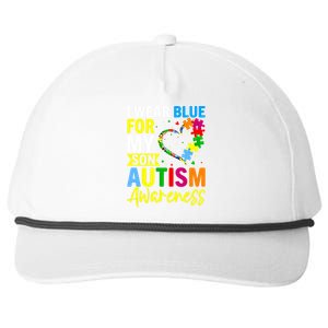 I Wear Blue For My Son Autism Awareness Graphic Gift Snapback Five-Panel Rope Hat