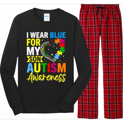 I Wear Blue For My Son Autism Awareness Graphic Gift Long Sleeve Pajama Set