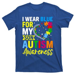 I Wear Blue For My Son Autism Awareness Graphic Gift T-Shirt