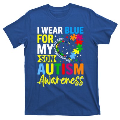 I Wear Blue For My Son Autism Awareness Graphic Gift T-Shirt