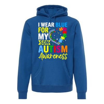 I Wear Blue For My Son Autism Awareness Graphic Gift Premium Hoodie