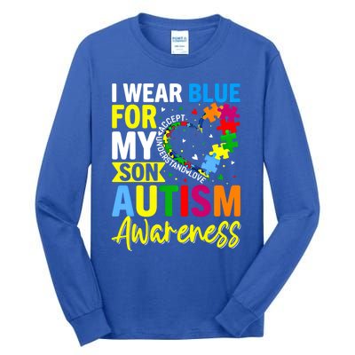 I Wear Blue For My Son Autism Awareness Graphic Gift Tall Long Sleeve T-Shirt