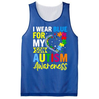 I Wear Blue For My Son Autism Awareness Graphic Gift Mesh Reversible Basketball Jersey Tank