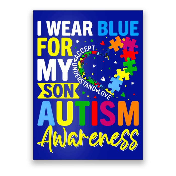 I Wear Blue For My Son Autism Awareness Graphic Gift Poster