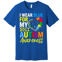 I Wear Blue For My Son Autism Awareness Graphic Gift Premium T-Shirt