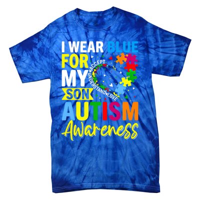 I Wear Blue For My Son Autism Awareness Graphic Gift Tie-Dye T-Shirt